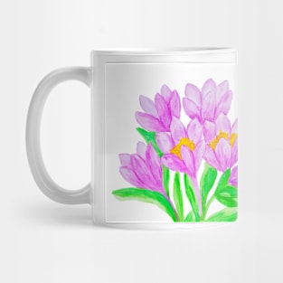 Purple crocuses on  white background Mug